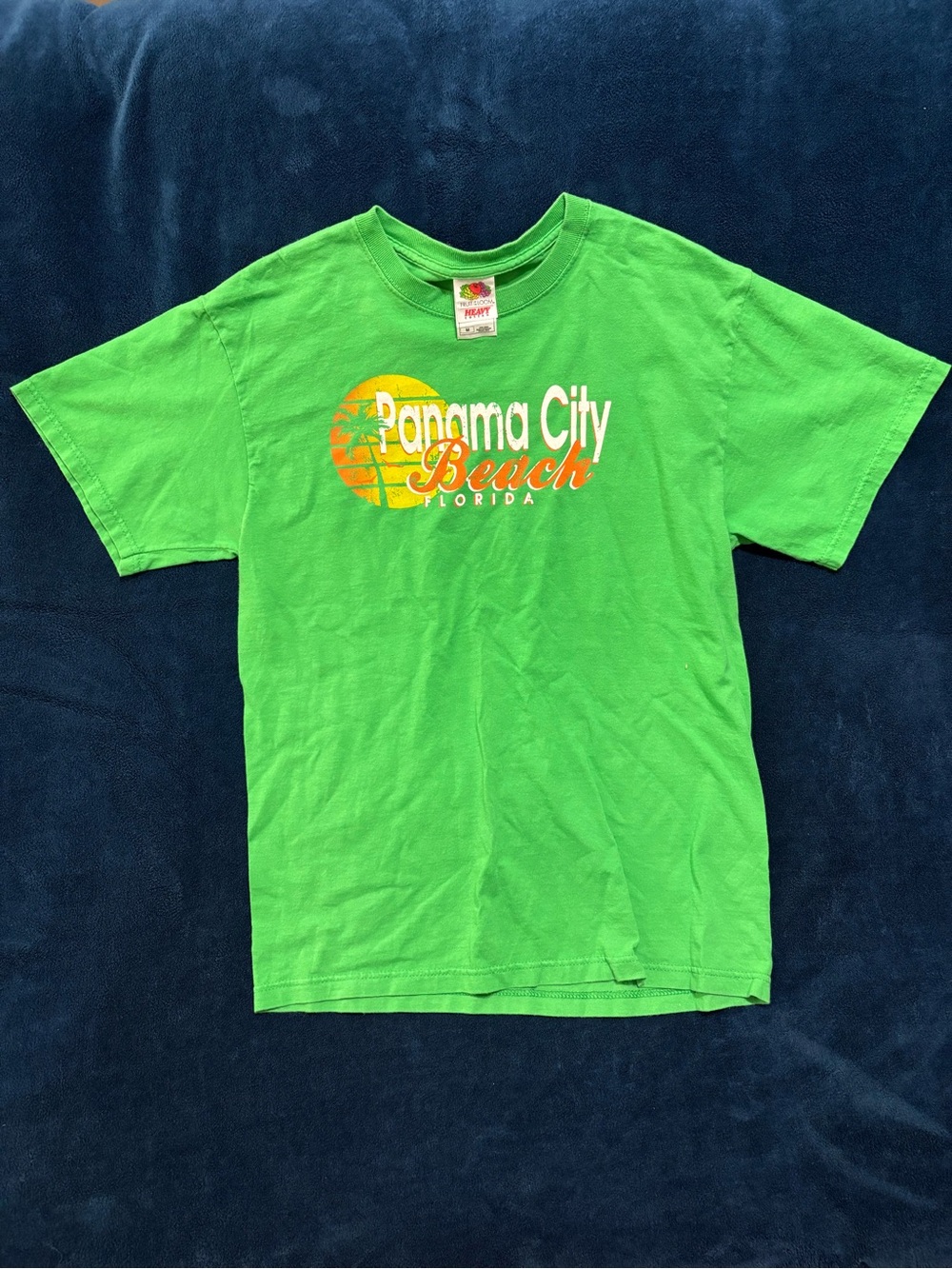 VTG Fruit of the Loom Panama City Beach Graphic Tee - Green Kids Short Sleeve